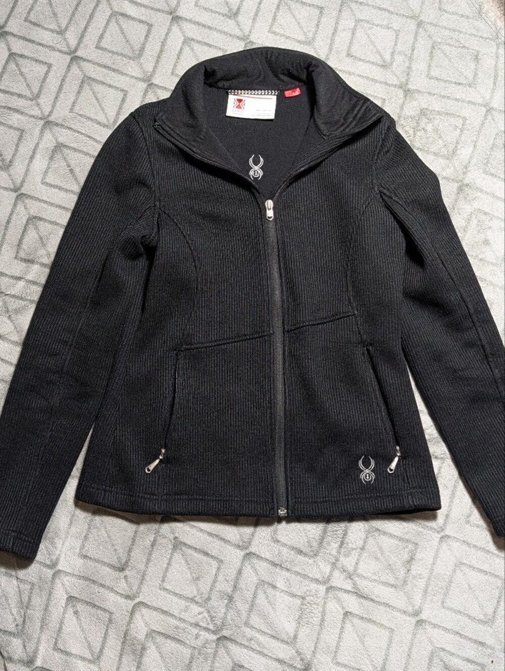 Spyder Black Full Zip Knit Fleece Sweater Jacket Women's Small